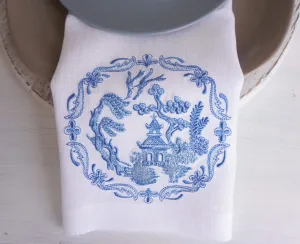 #080 | Chinoiserie Birdhouse | Linen napkins