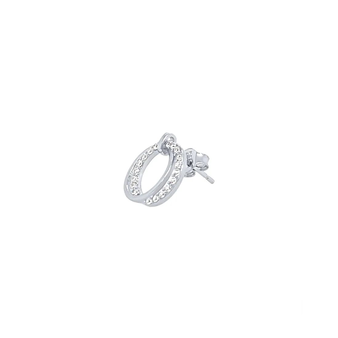 14mm Double Open Circle Stud Earrings with Cubic Zirconia in Sterling Silver