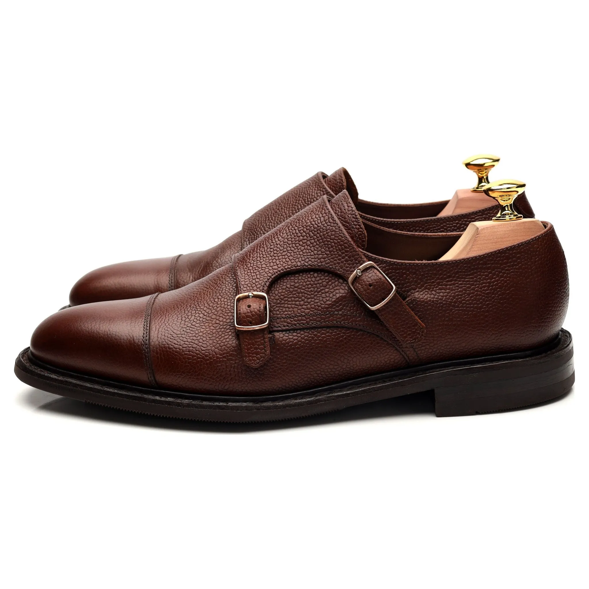 1880 'Benedict' Brown Grain Leather Double Monk Strap UK 7 F