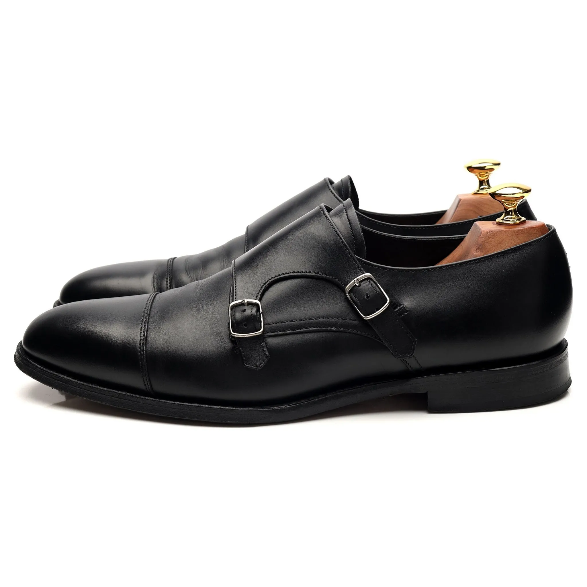 1880 'Cannon' Black Leather Double Monk Strap UK 9 F