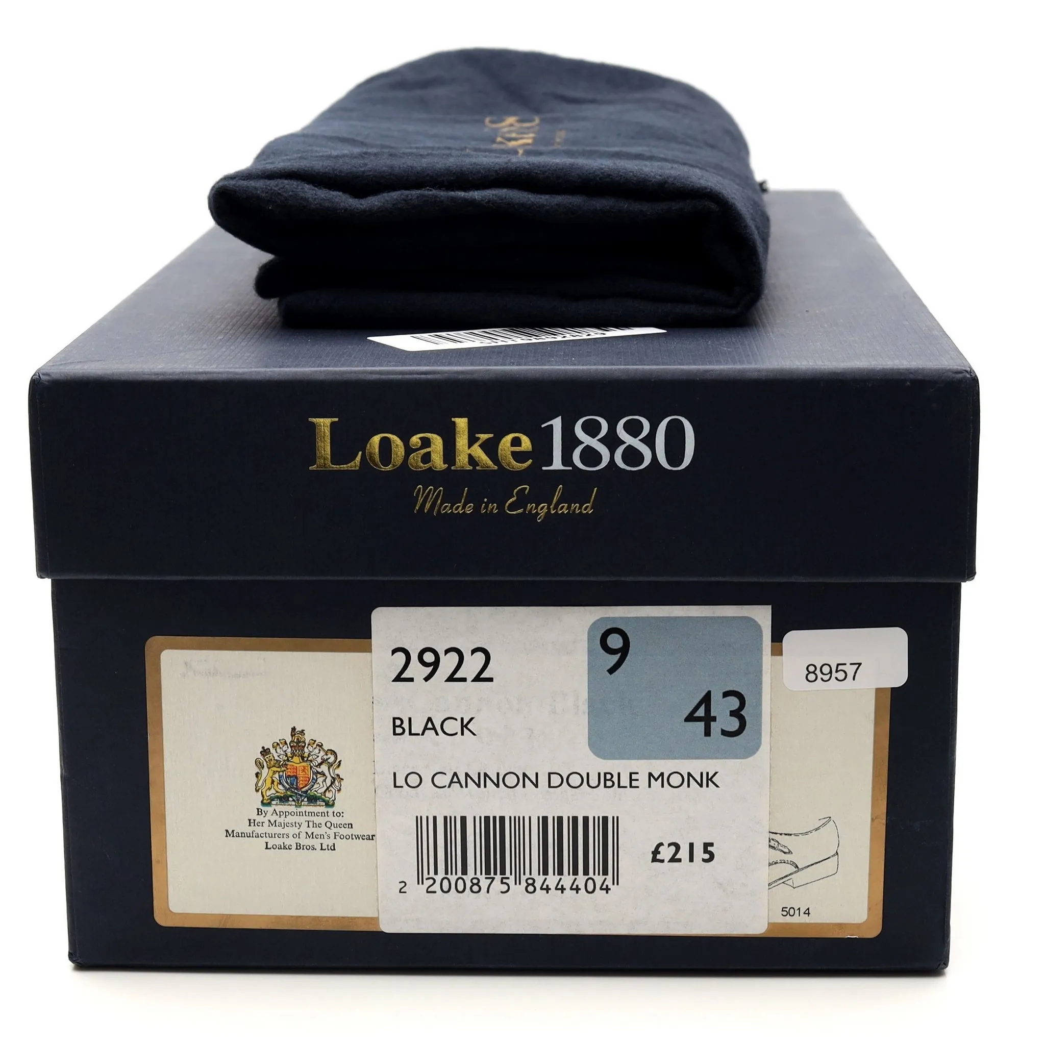 1880 'Cannon' Black Leather Double Monk Strap UK 9 F