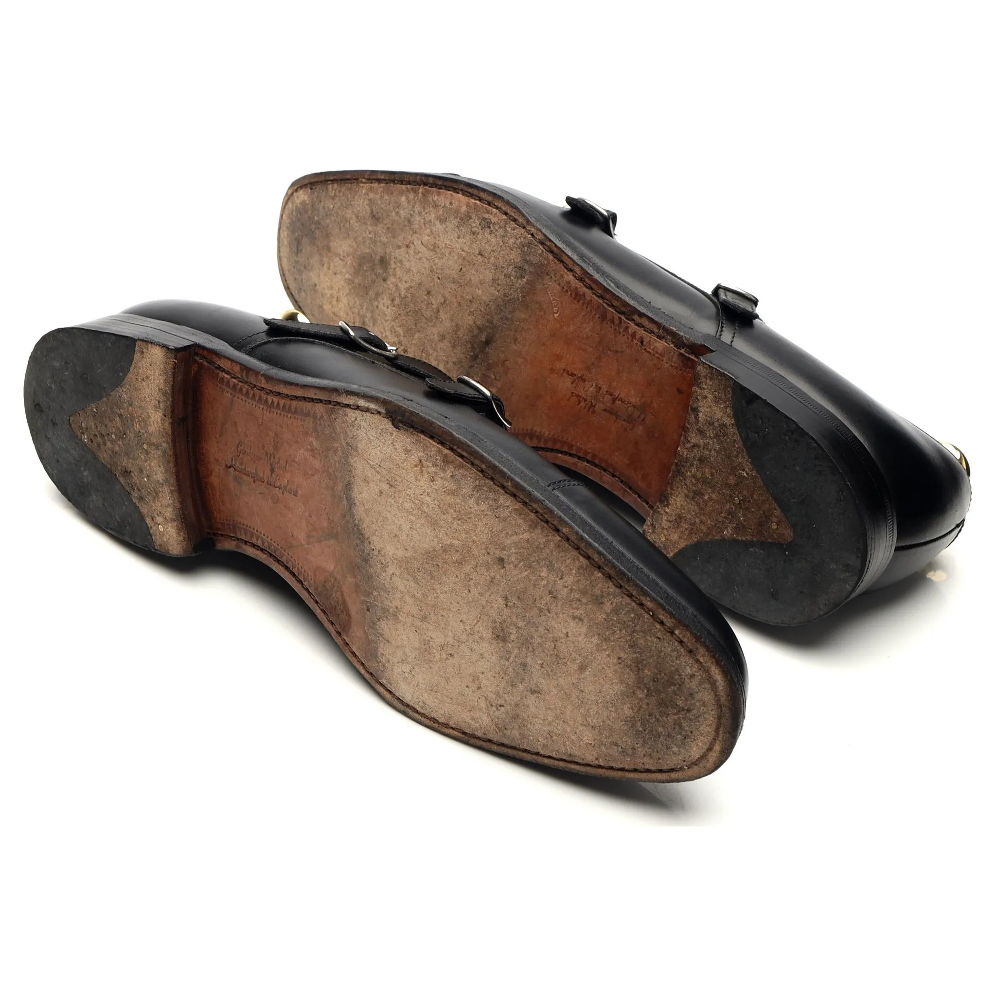 1880 'Cannon' Black Leather Double Monk Strap UK 9 F