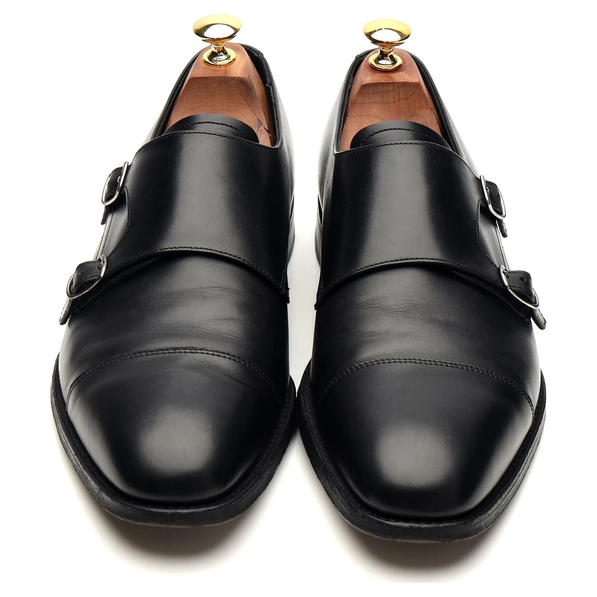 1880 'Cannon' Black Leather Double Monk Strap UK 9 F