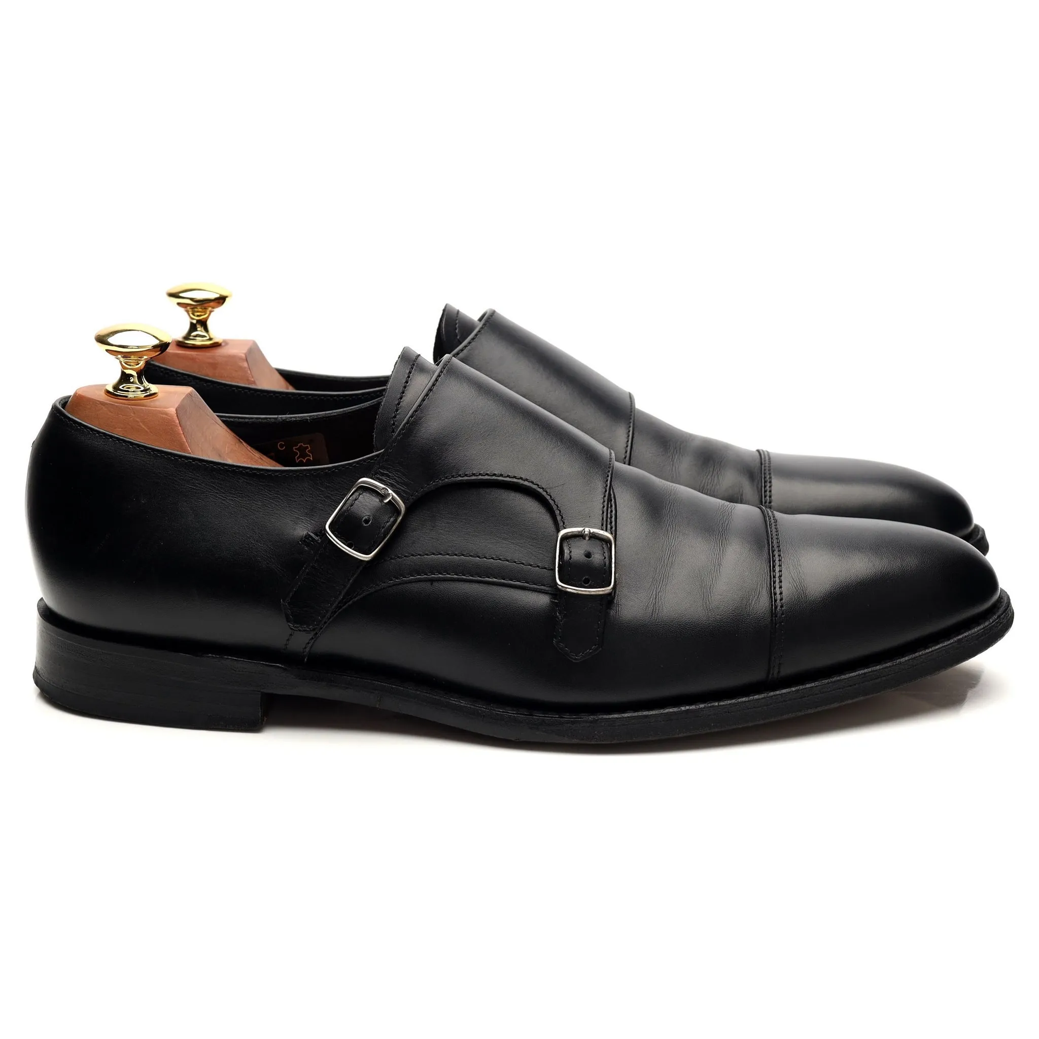 1880 'Cannon' Black Leather Double Monk Strap UK 9 F