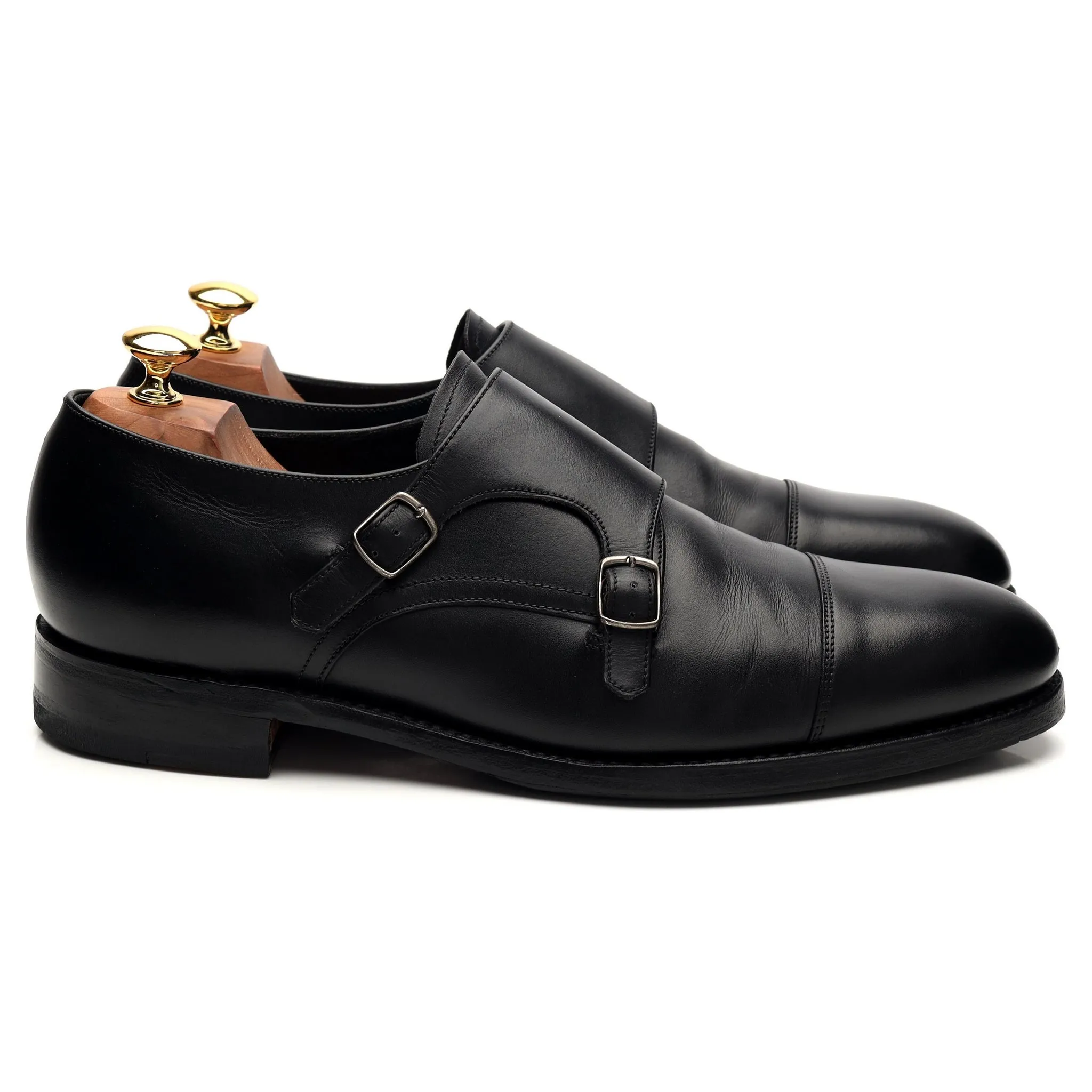 1880 'Cannon' Black Leather Monk Strap UK 9.5 F