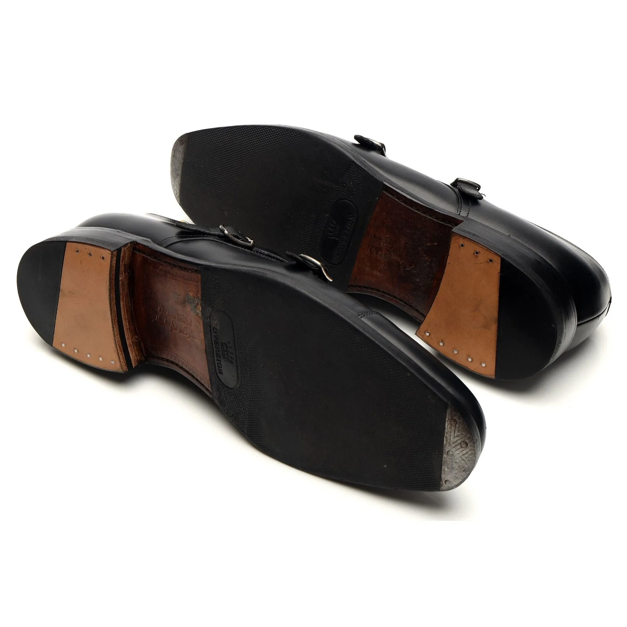 1880 'Cannon' Black Leather Monk Strap UK 9.5 F