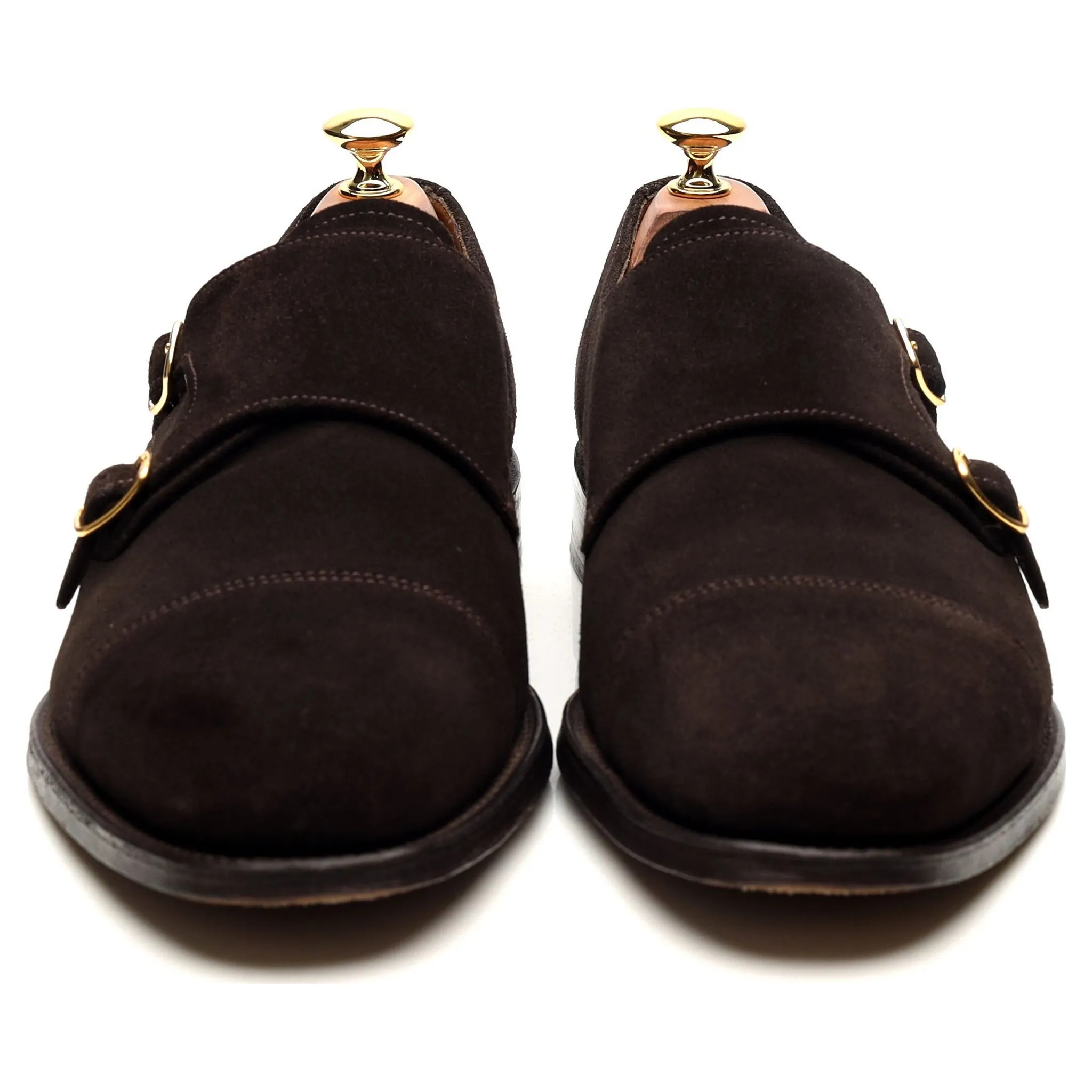 1880 'Cannon' Dark Brown Suede Double Monk Strap UK 9.5 F