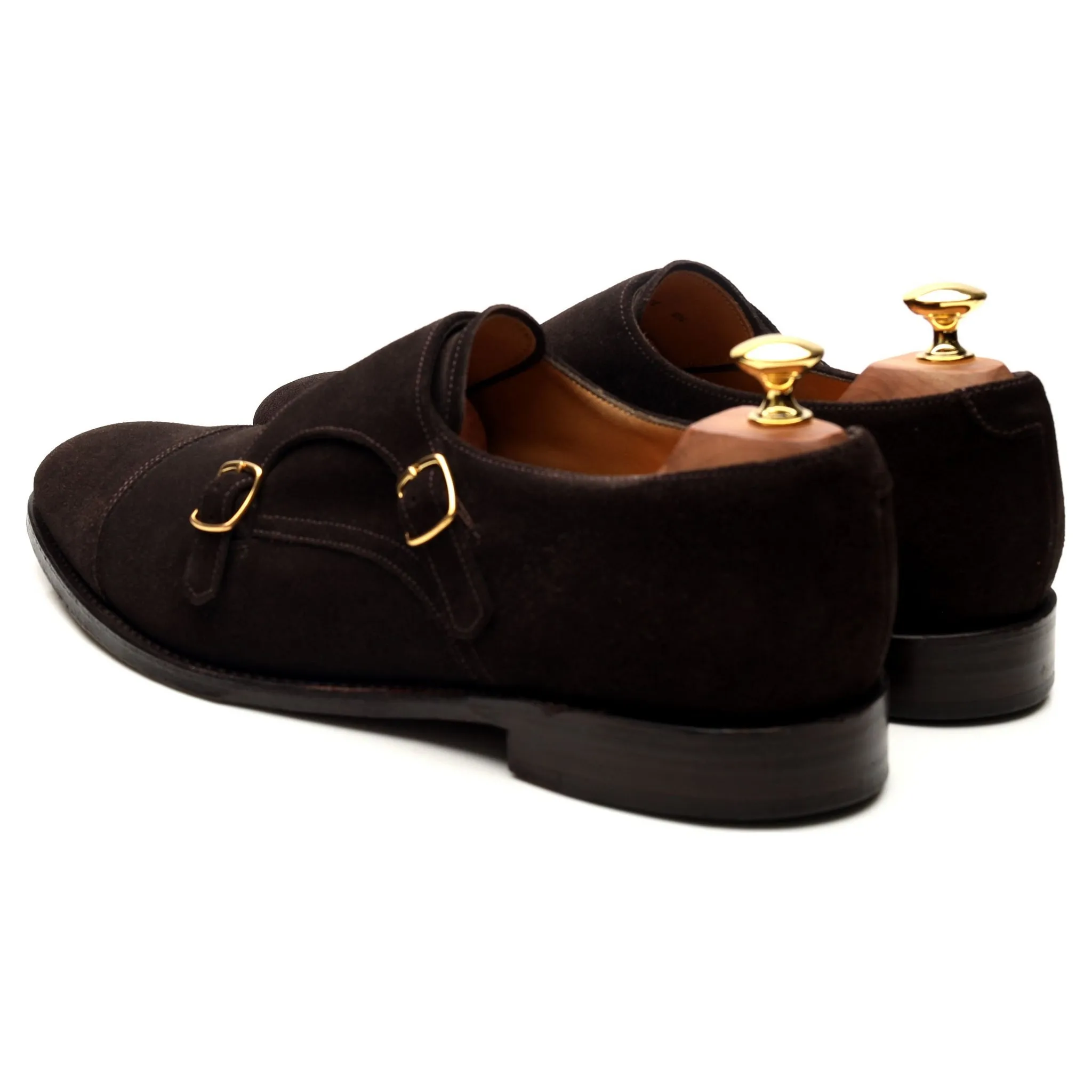 1880 'Cannon' Dark Brown Suede Double Monk Strap UK 9.5 F