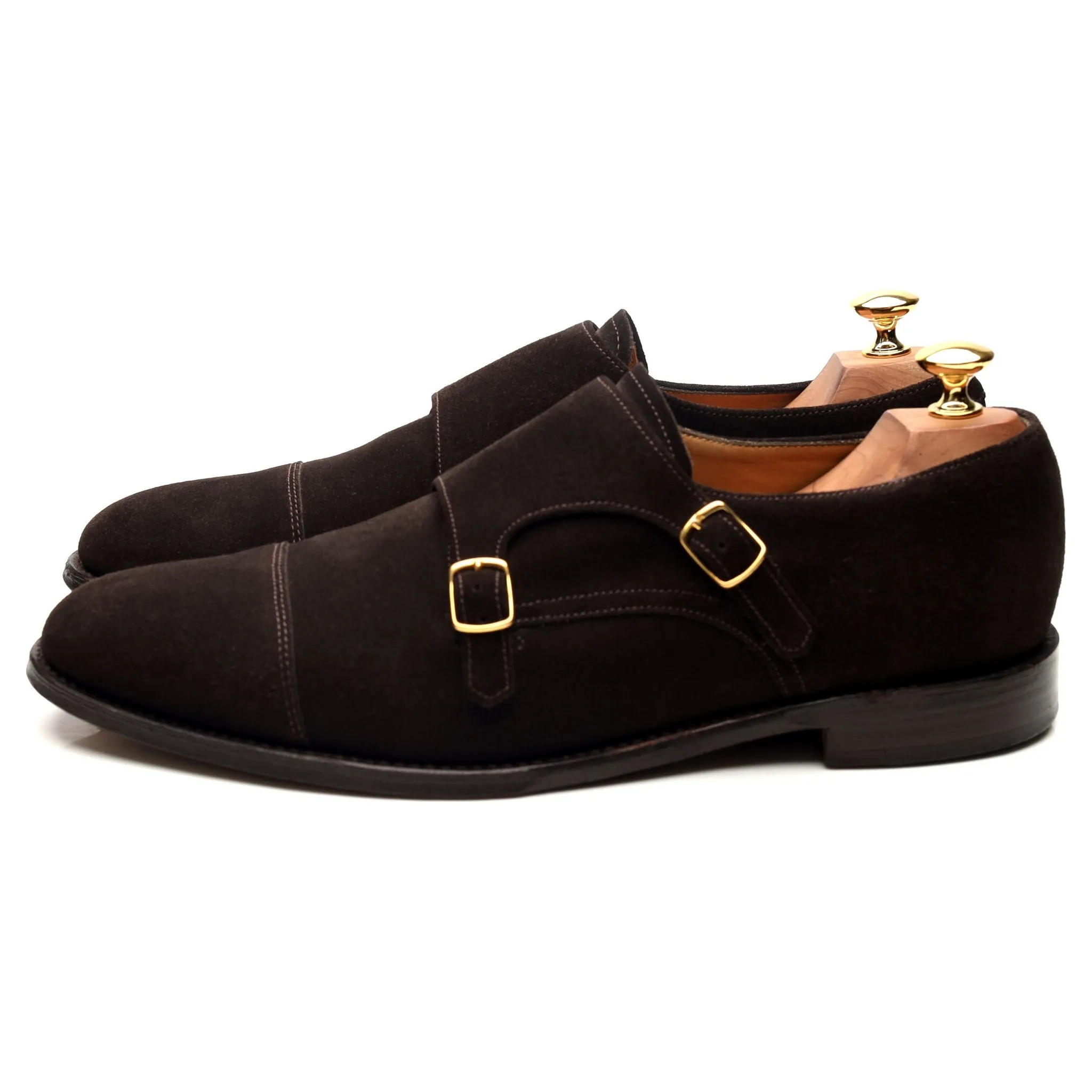 1880 'Cannon' Dark Brown Suede Double Monk Strap UK 9.5 F