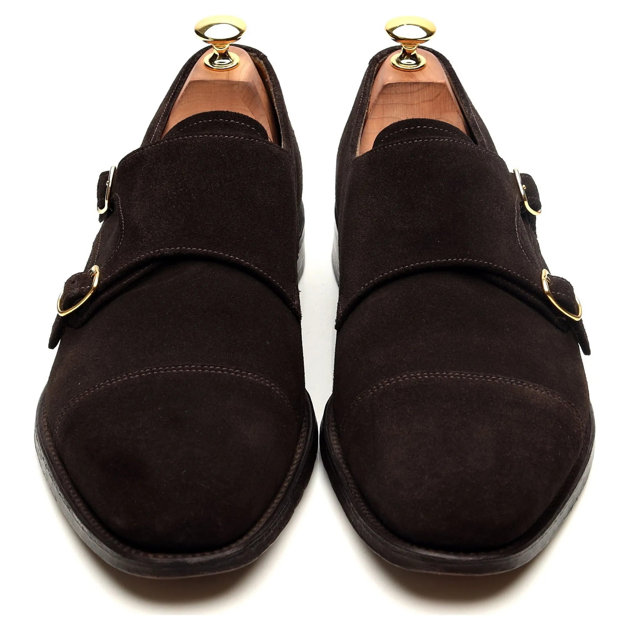 1880 'Cannon' Dark Brown Suede Double Monk Strap UK 9.5 F