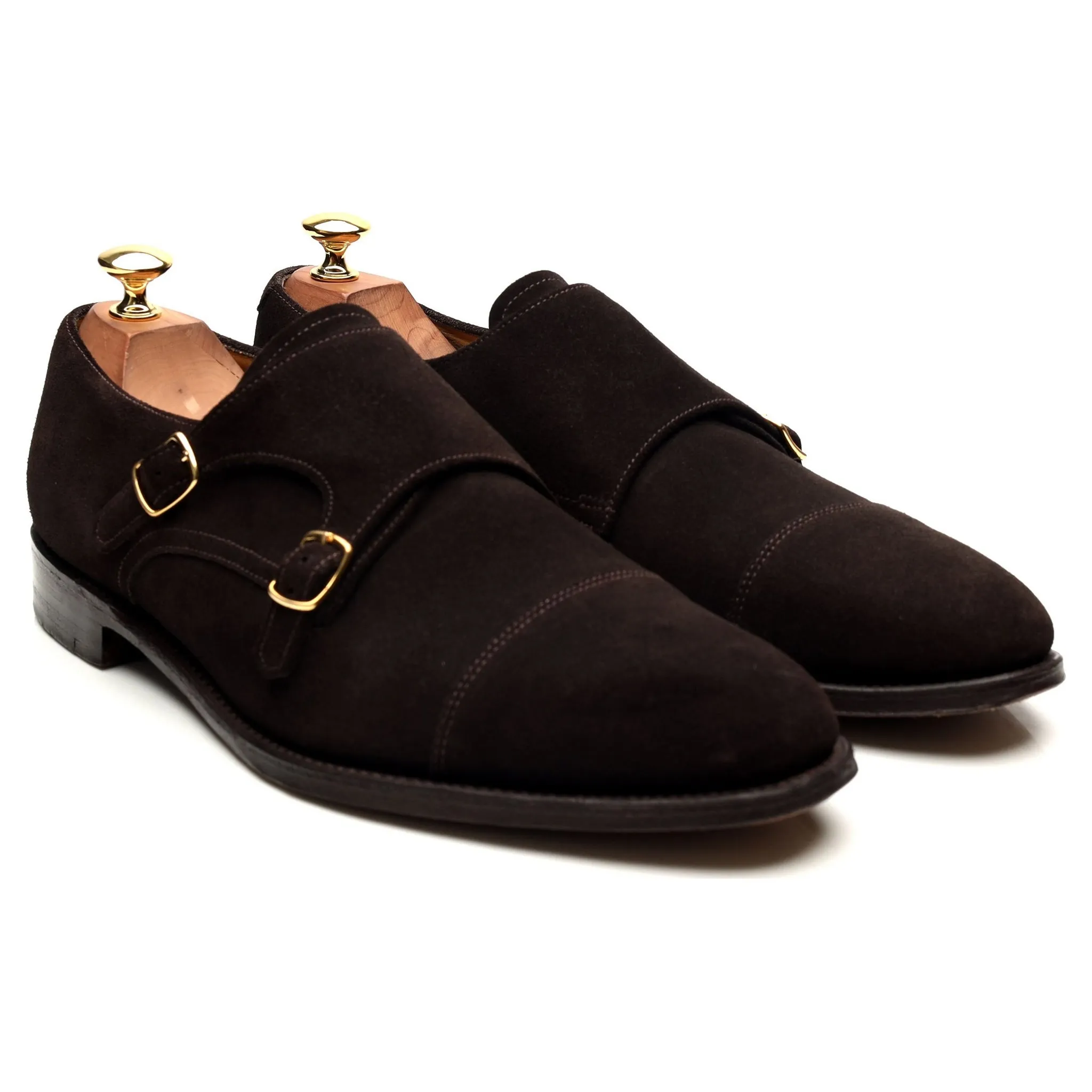 1880 'Cannon' Dark Brown Suede Double Monk Strap UK 9.5 F