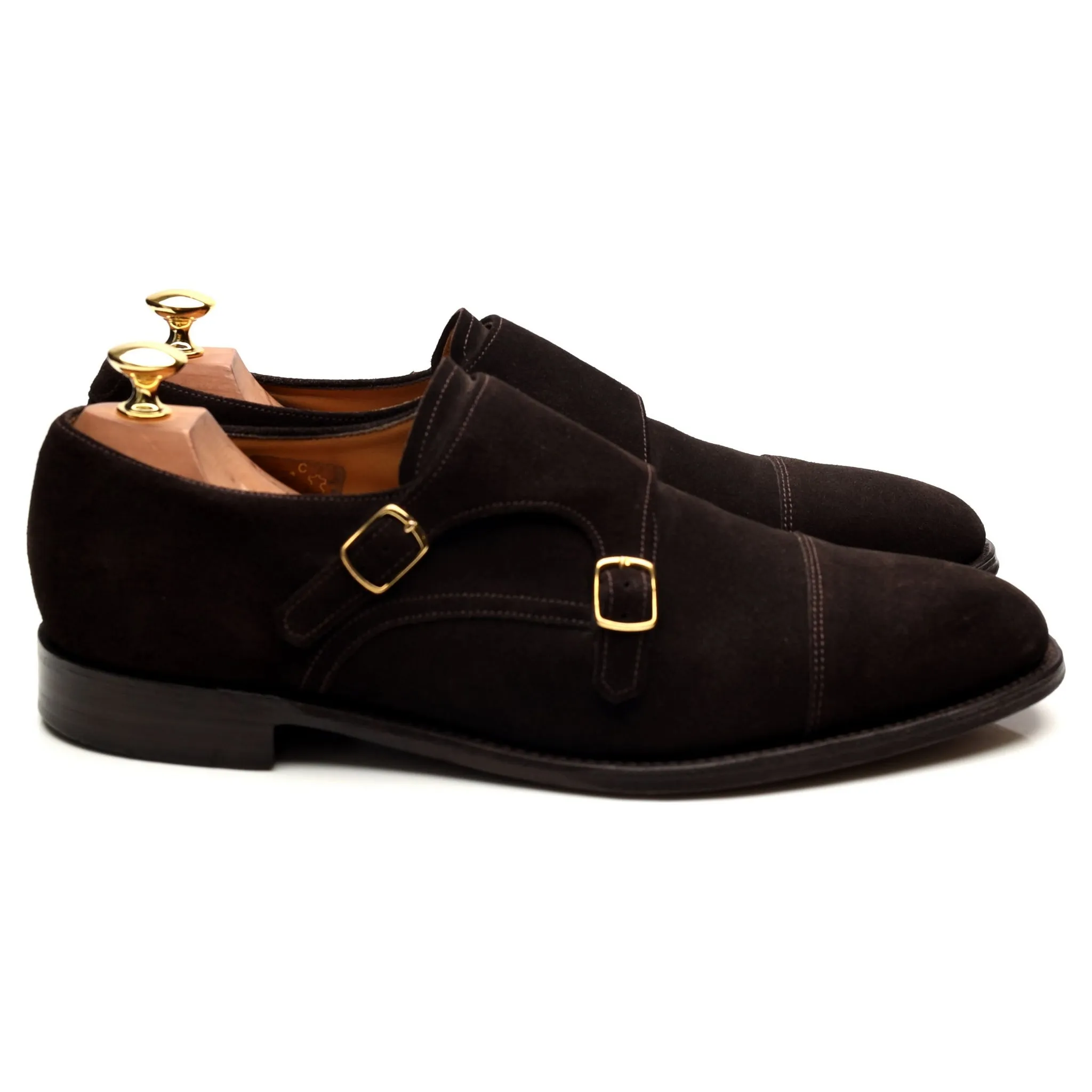 1880 'Cannon' Dark Brown Suede Double Monk Strap UK 9.5 F