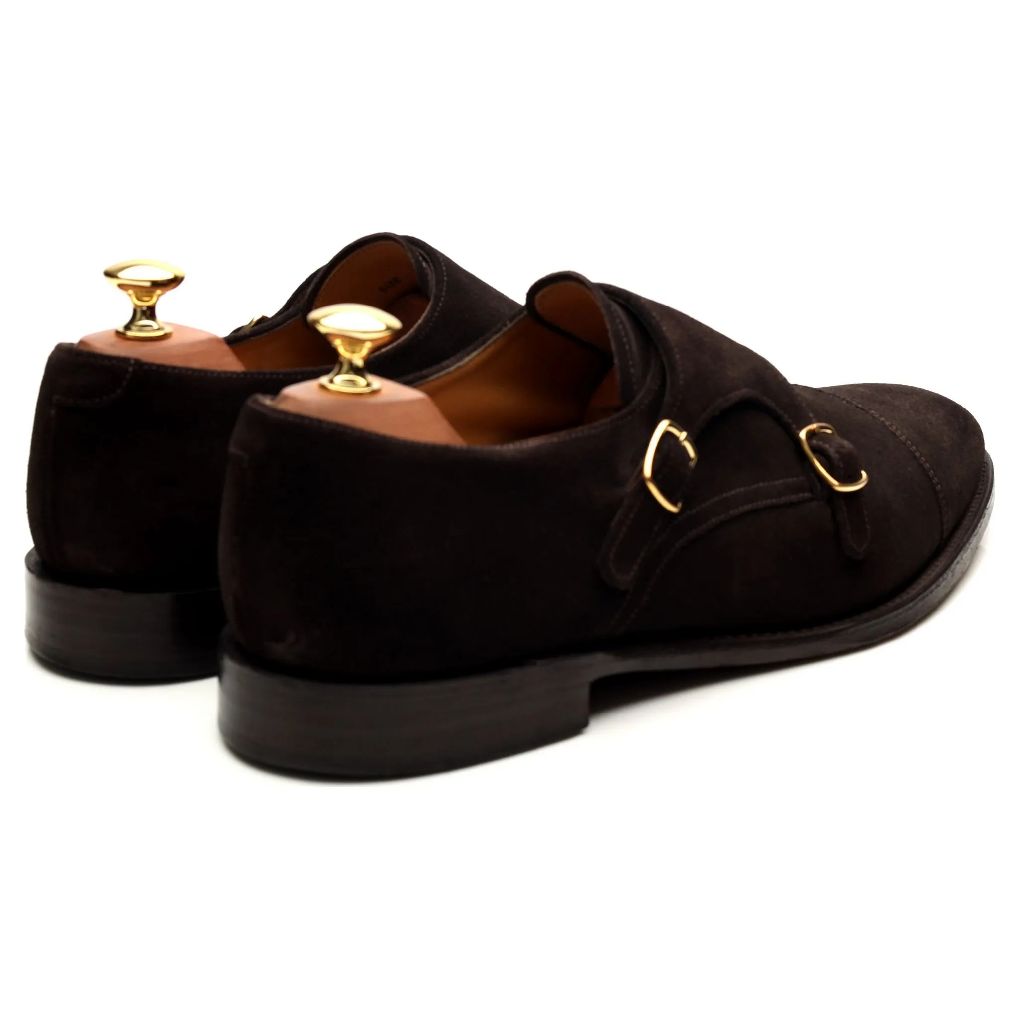 1880 'Cannon' Dark Brown Suede Double Monk Strap UK 9.5 F