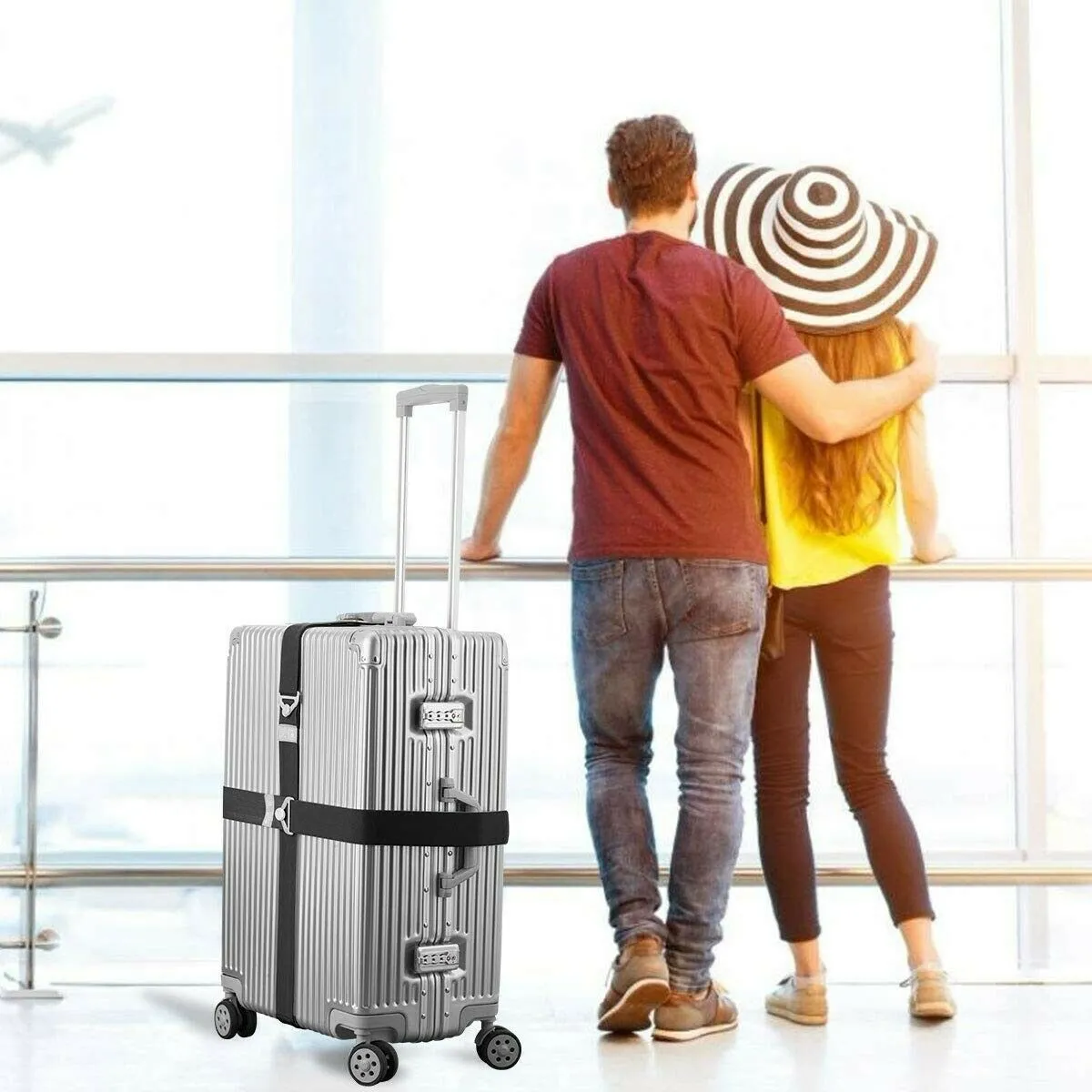 2PCS Travel Luggage Straps Adjustable Baggage Strap Suitcase Safety Packing Belt
