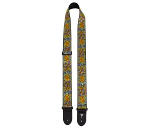2" ORANGE/YELLOW FLORAL PATTERN JACQUARD GUITAR STRAP