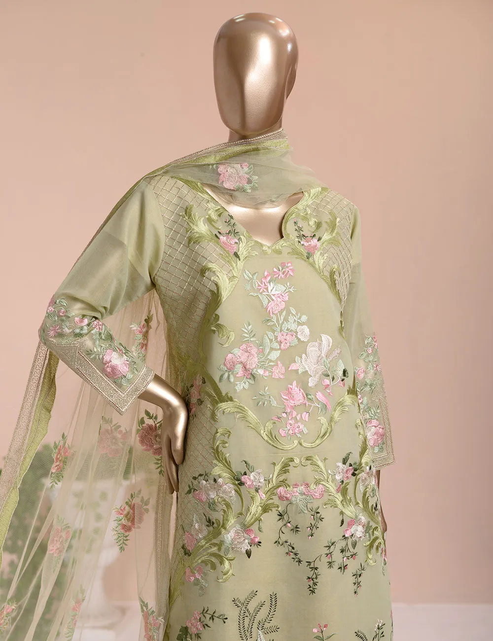 3 Pc Khaddi Lawn Unstitched Embroidered Dress (TP-14)