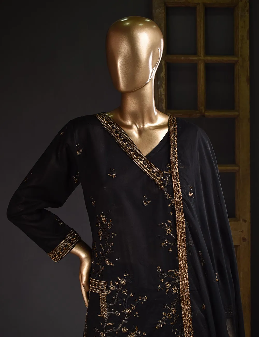 3 Pc Unstitched Embroidered Lawn Dress with Chiffon Embroidered Dupatta - Exotica (ZEB-4A)