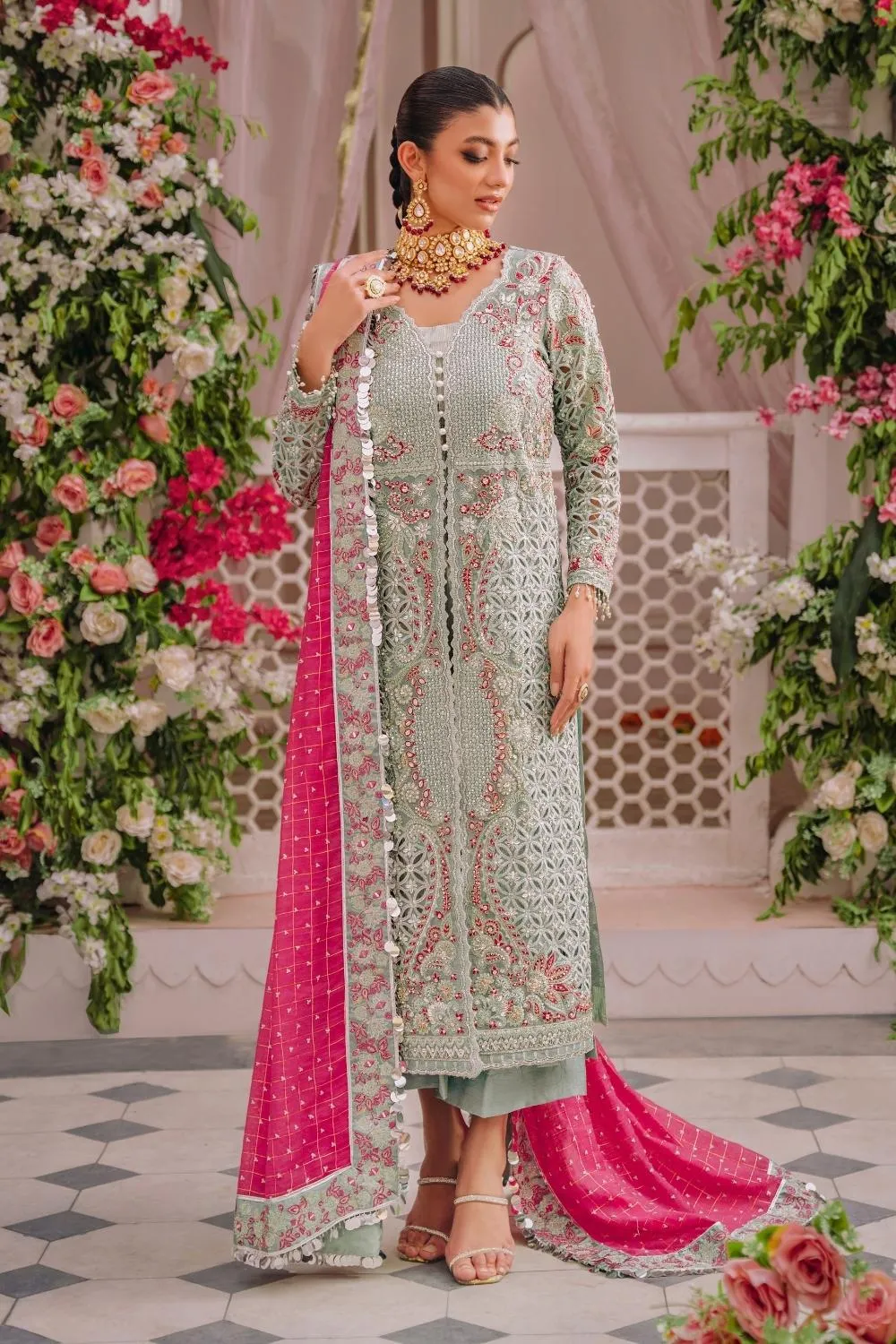 3PC Unstitched | Embroidered Luxury Formal Dress