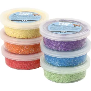 6 x Assorted Metallic Colour Small Bead Modelling Material With Plastic Tub