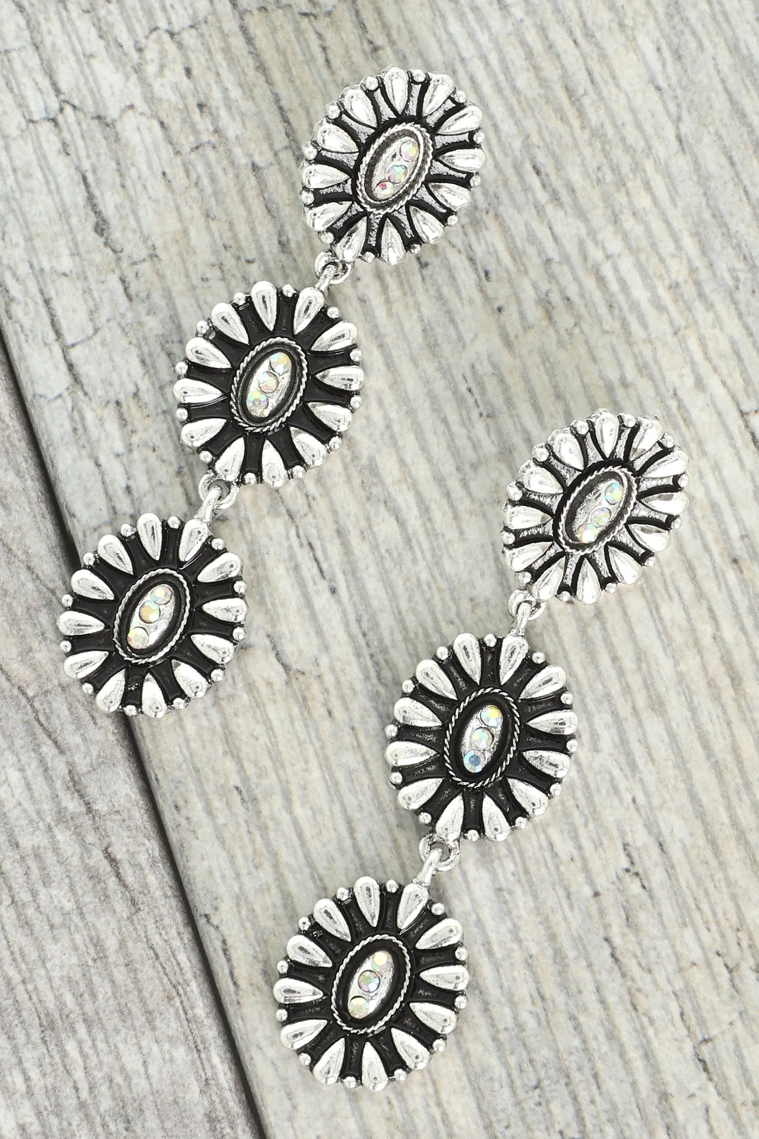 Ab Crystal Squash Blossom Earrings