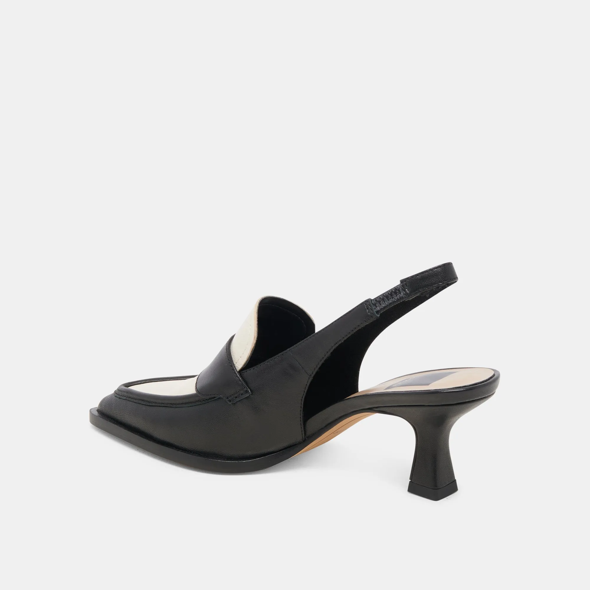 ADELE HEELS BLACK WHITE LEATHER - re:vita