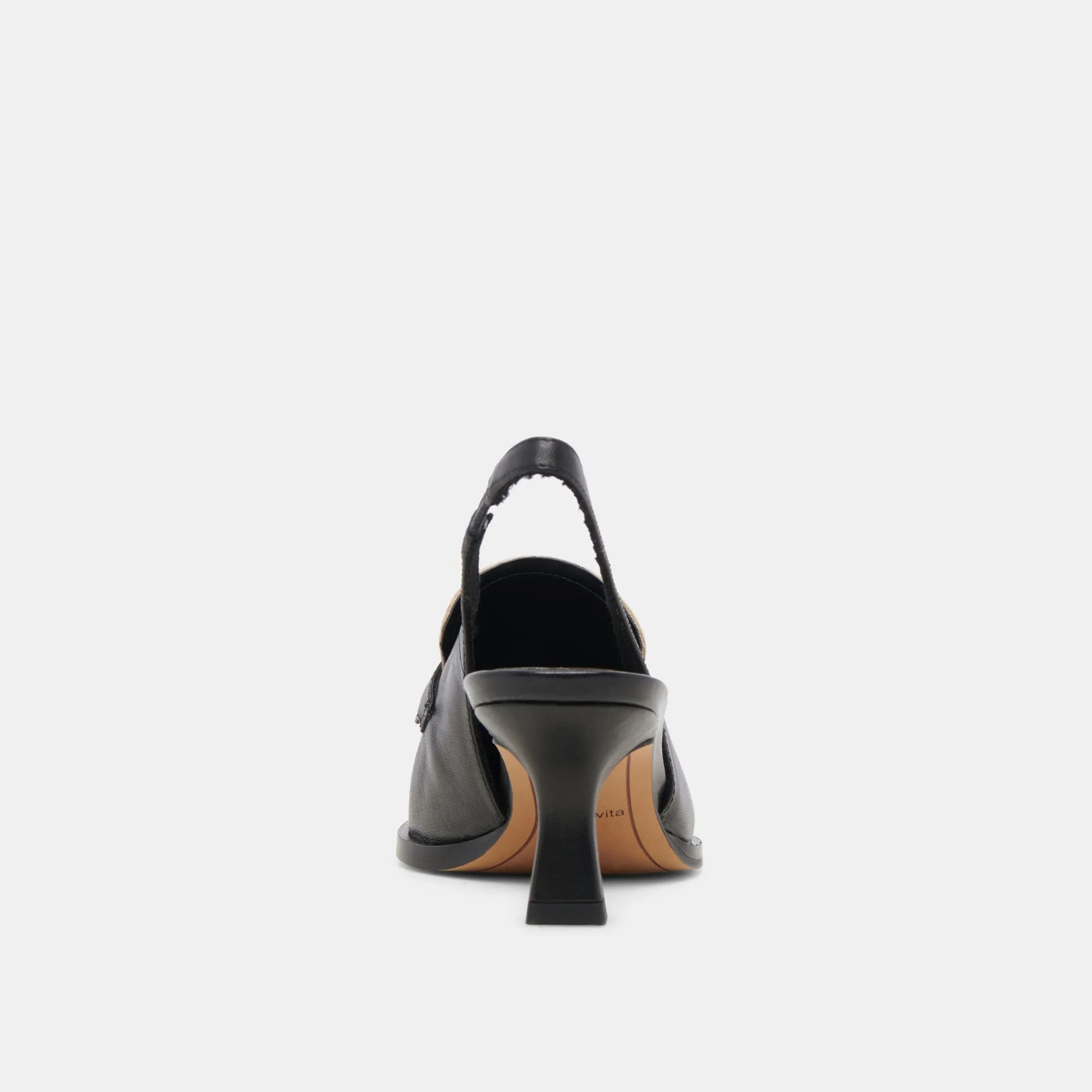 ADELE HEELS BLACK WHITE LEATHER - re:vita