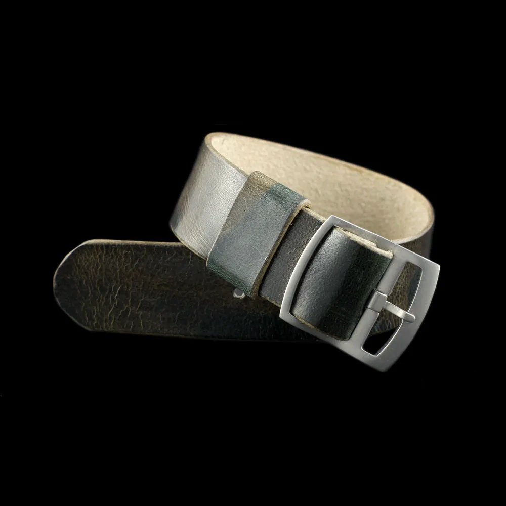 Adjustable One-Piece Leather Watch Strap, Military 107