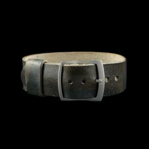 Adjustable One-Piece Leather Watch Strap, Military 107