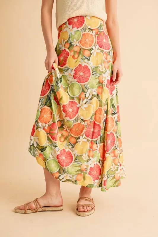 Aemi   Co Fruit Print Maxi Skirt