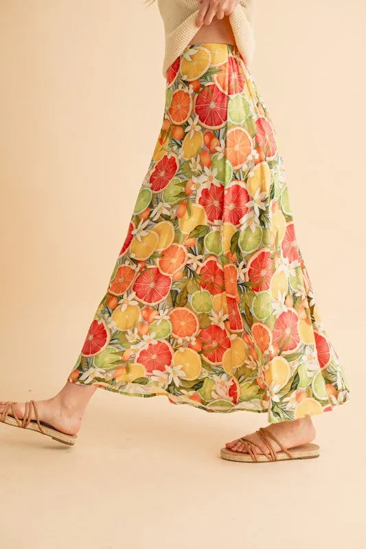 Aemi   Co Fruit Print Maxi Skirt