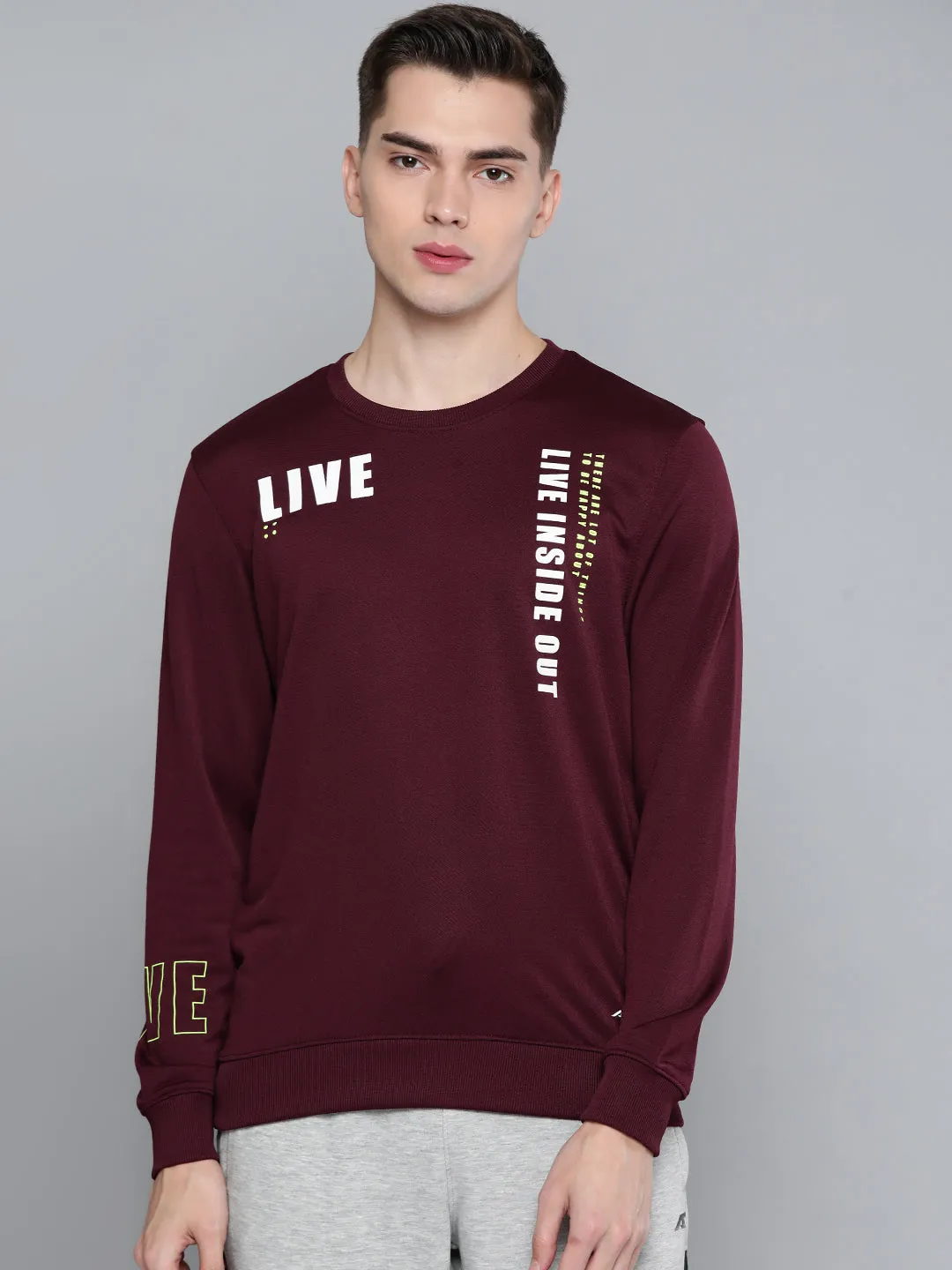Alcis Men Maroon Printed Sweatshirt