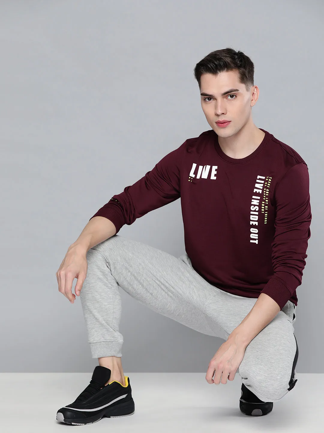 Alcis Men Maroon Printed Sweatshirt