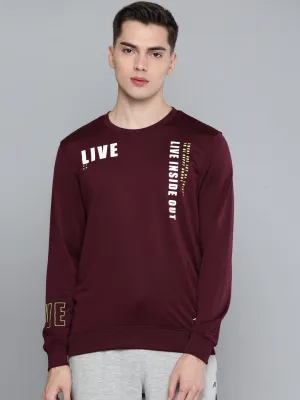 Alcis Men Maroon Printed Sweatshirt