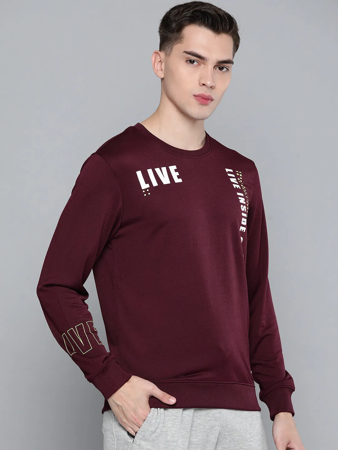 Alcis Men Maroon Printed Sweatshirt