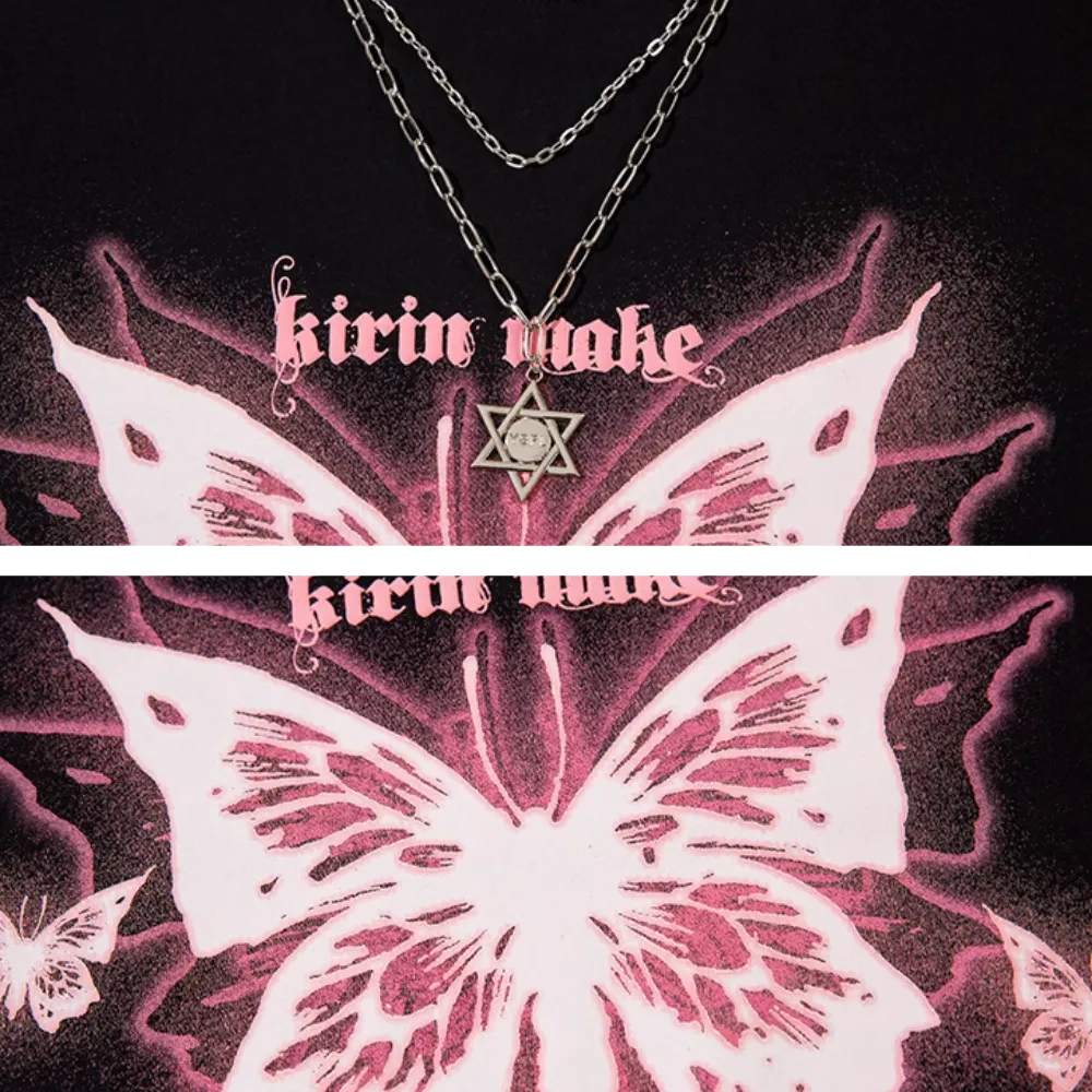 American Butterfly Necklace Foam T-shirt