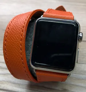 Apple Watch Band, 40mm Feu Epsom Leather Double Tour, Double Tour Series 7, Apple Watch Band 38mm, FREE SHIPPING