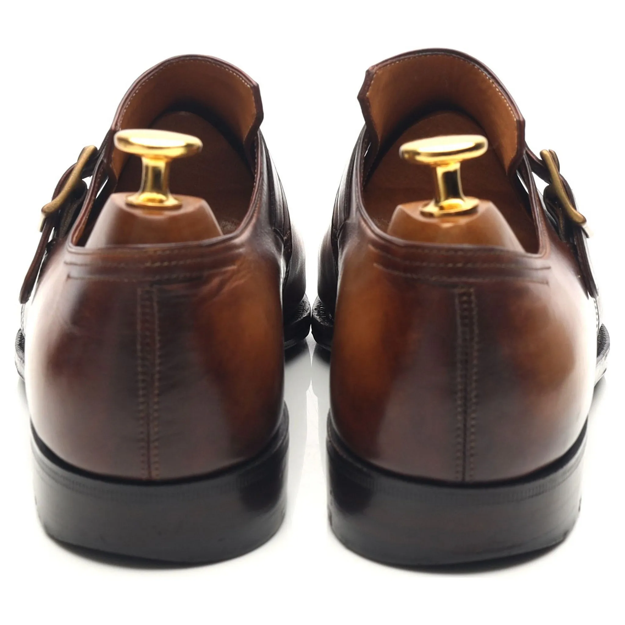 'Arca Buckle' Brown Leather Monk Strap UK 7 E
