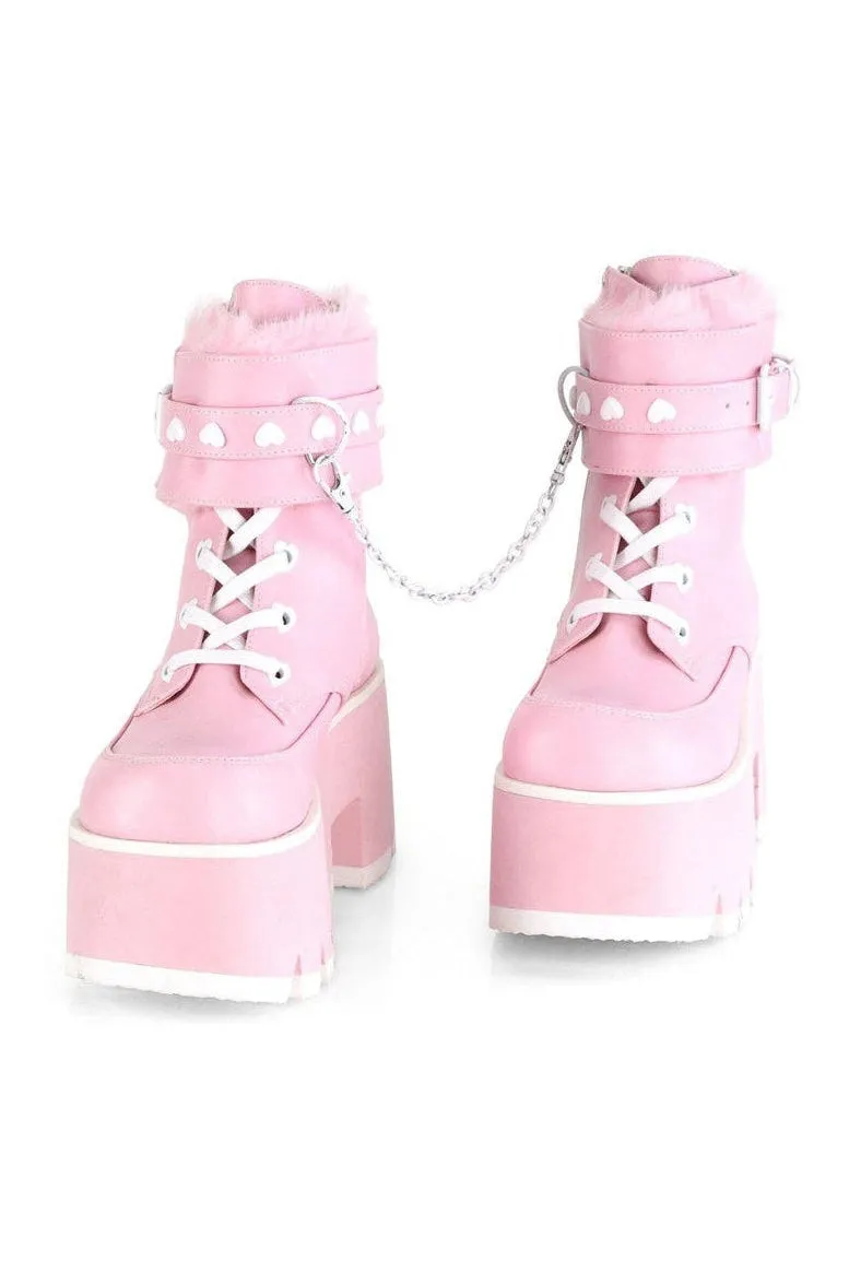 ASHES-57 Ankle Boot | Pink Faux Leather