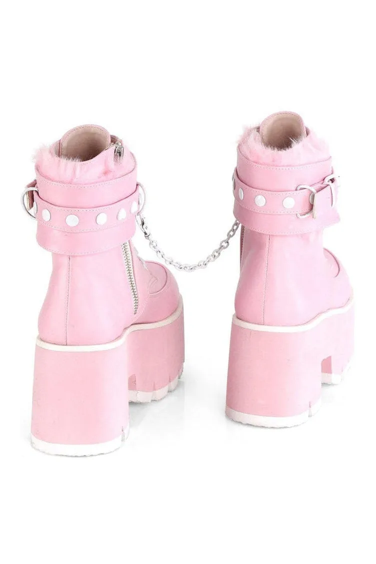 ASHES-57 Ankle Boot | Pink Faux Leather