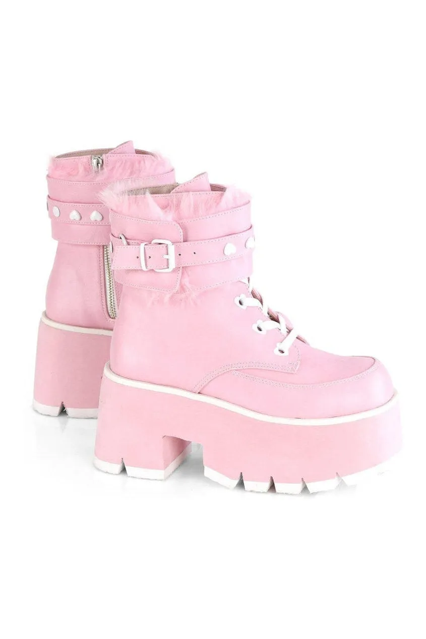 ASHES-57 Ankle Boot | Pink Faux Leather