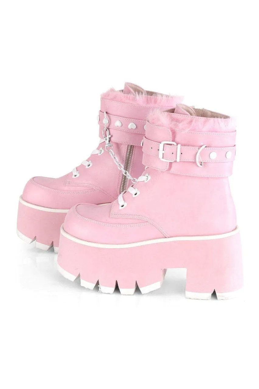 ASHES-57 Ankle Boot | Pink Faux Leather