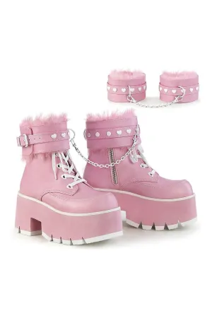 ASHES-57 Ankle Boot | Pink Faux Leather