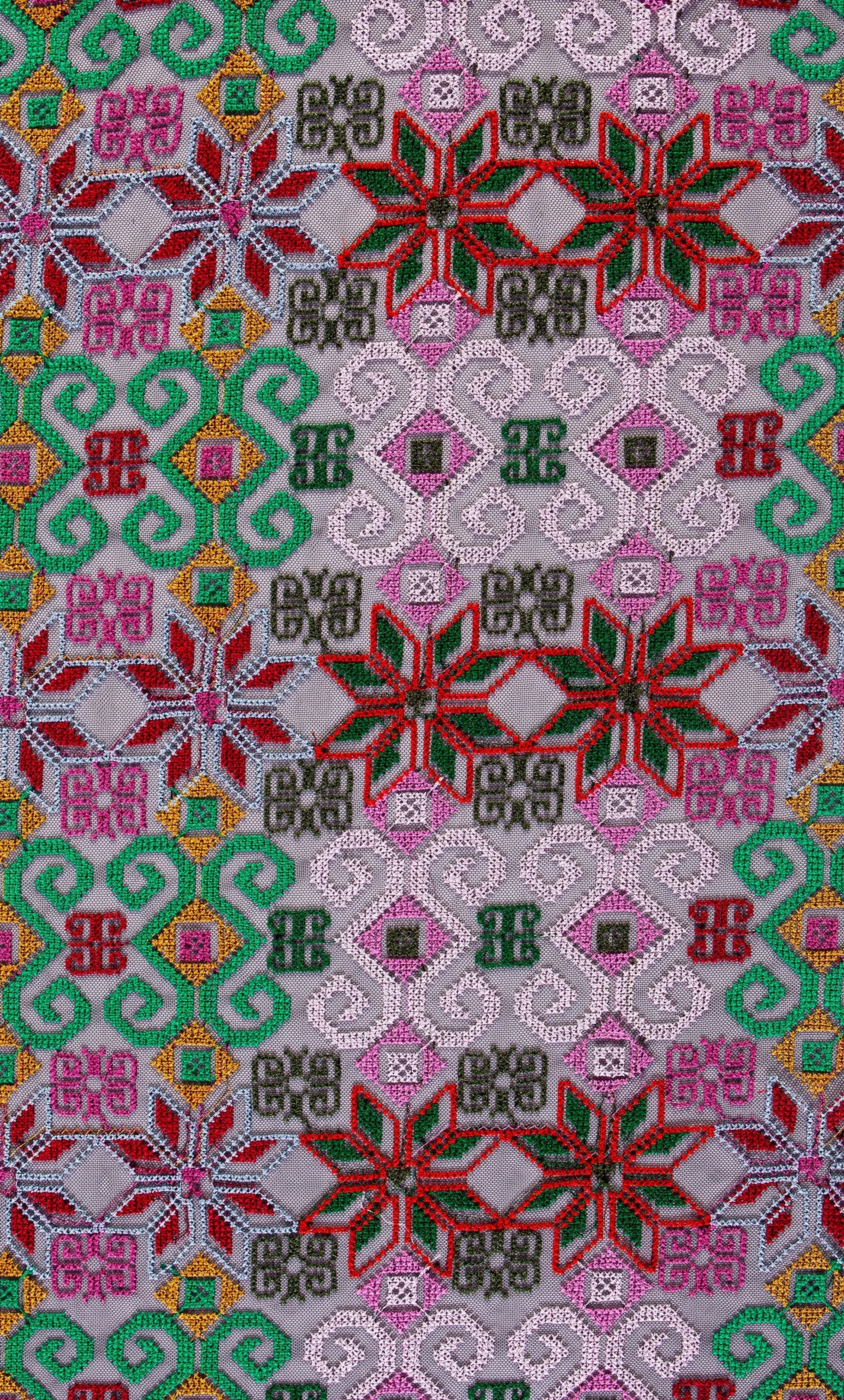 Authentic Style Aztec Design Knitted Thread Embroidered Fabric