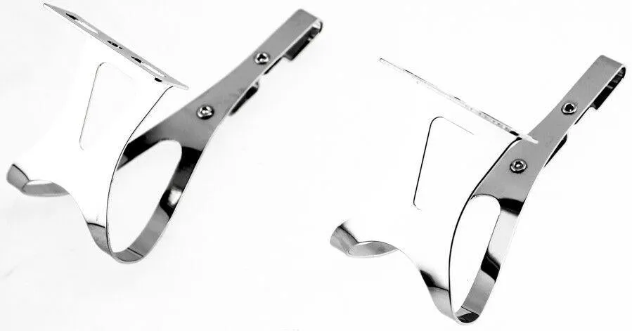 AVENIR 2X FIXIE STEEL TOE CLIPS MD Bike Pedals Strapless Double Strap Silver NEW