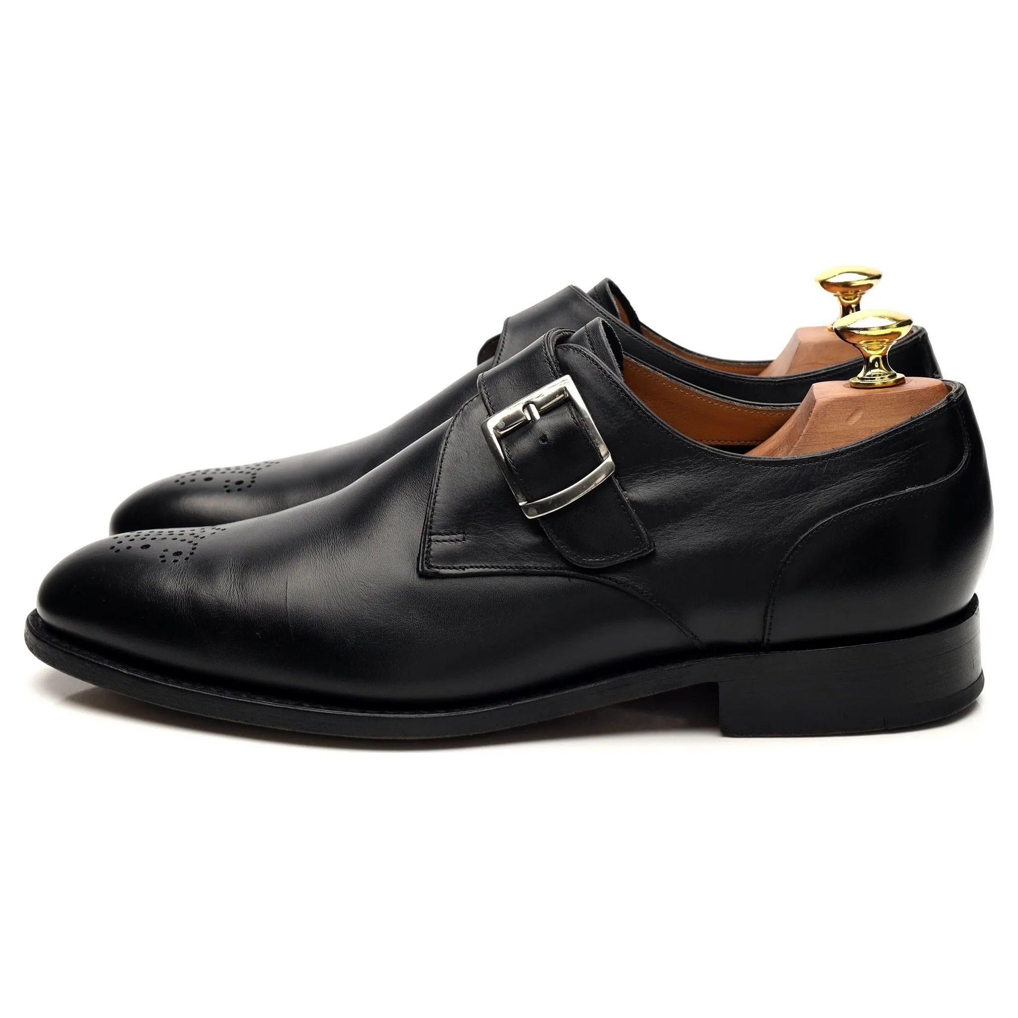 Barker 'Greenwich II' Black Leather Monk Strap UK 8 F