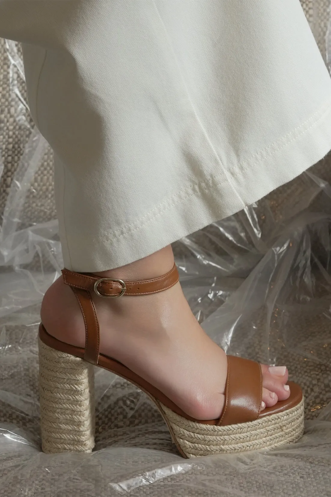 Becka Camel Leather Platform