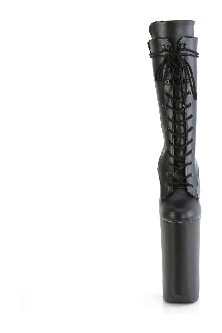 BEYOND-1050WR Black Faux Leather Knee Boot