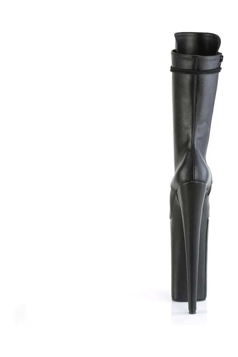 BEYOND-1050WR Black Faux Leather Knee Boot