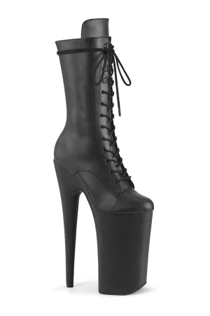 BEYOND-1050WR Black Faux Leather Knee Boot