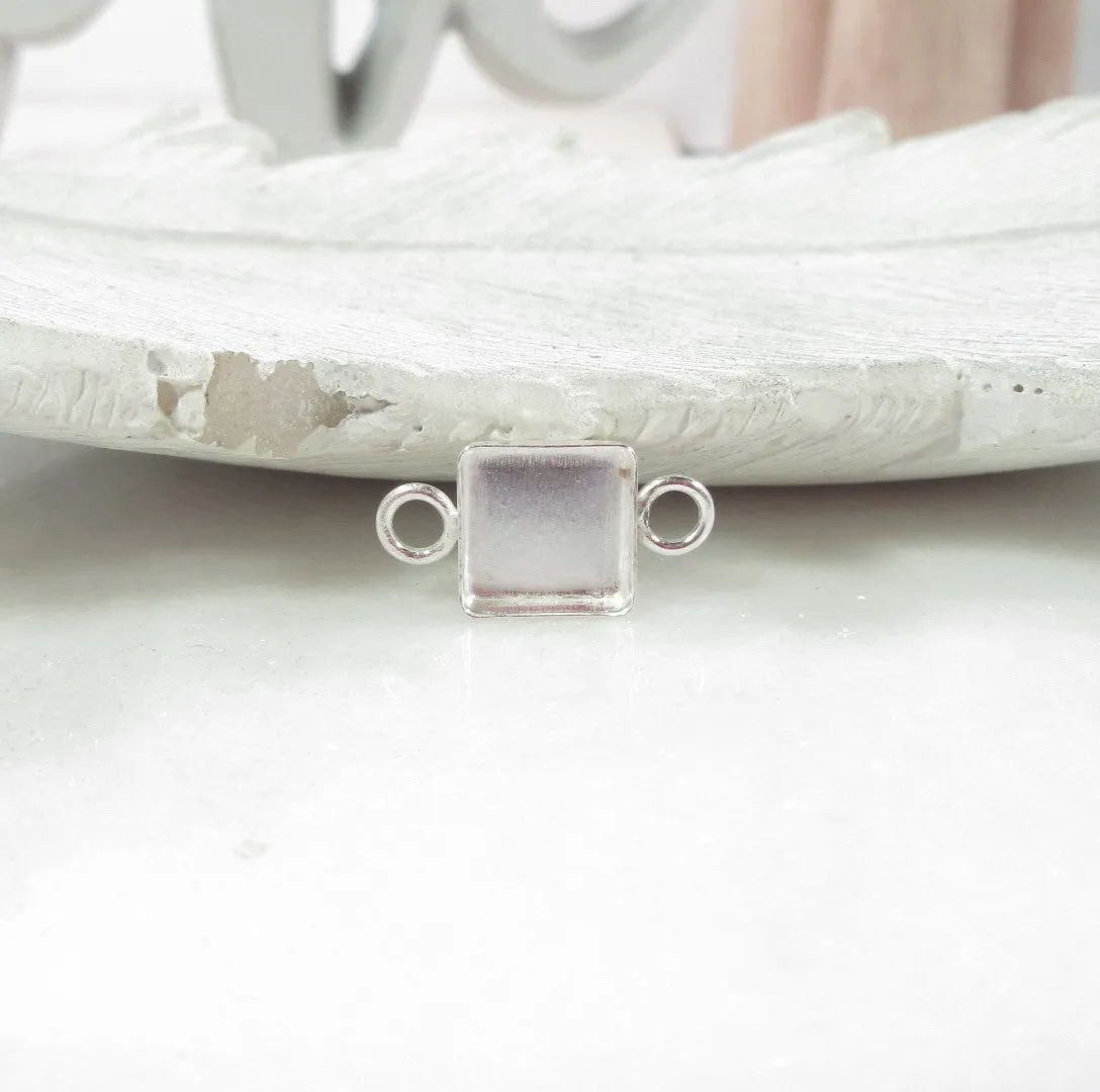 Bezel Cup Pendant - Square, Double Ring, Choose Your Cup Size